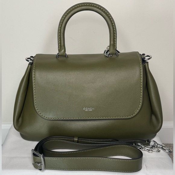 Coach Slouchy Rogue Top Handle Bag in Olive Green & Silver CCC39 Authenticated - Picture 2 of 13